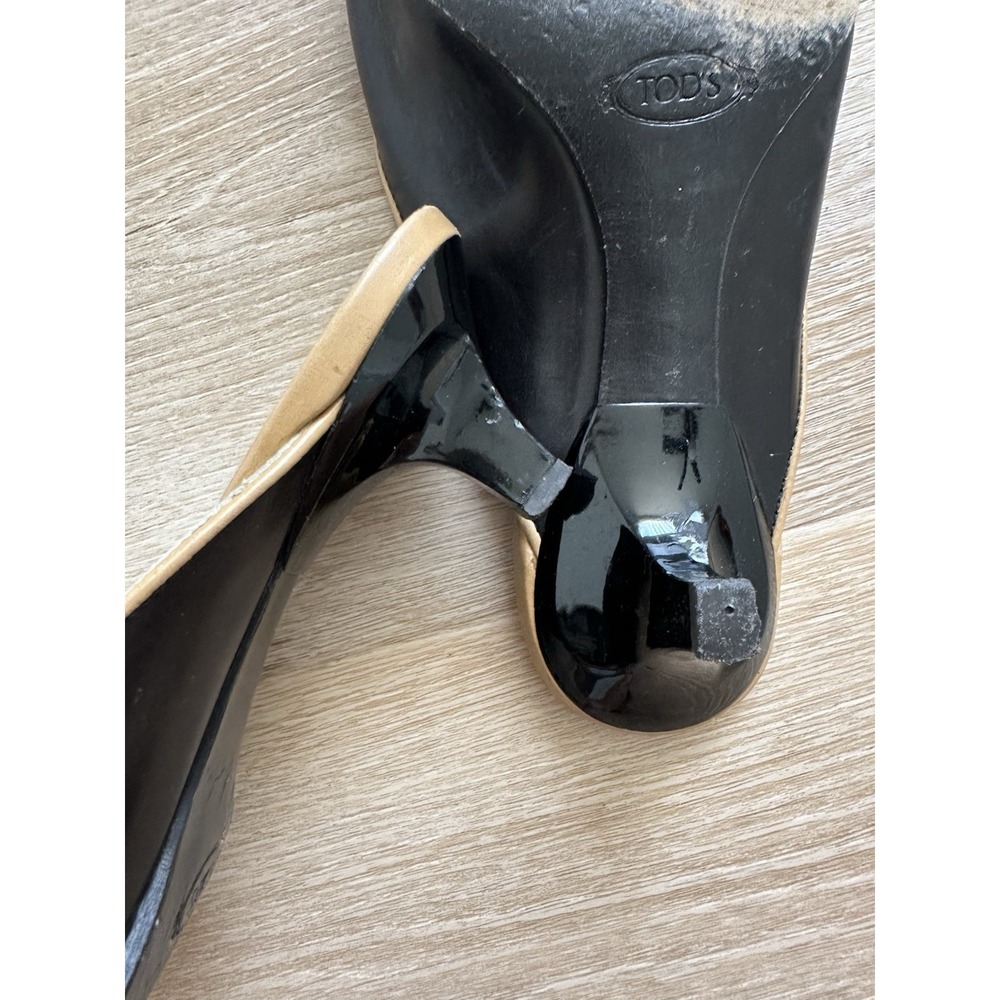 Tod's groupie mules in ecru caramel and brown mules sz 35/US 5 - Picture 3 of 4
